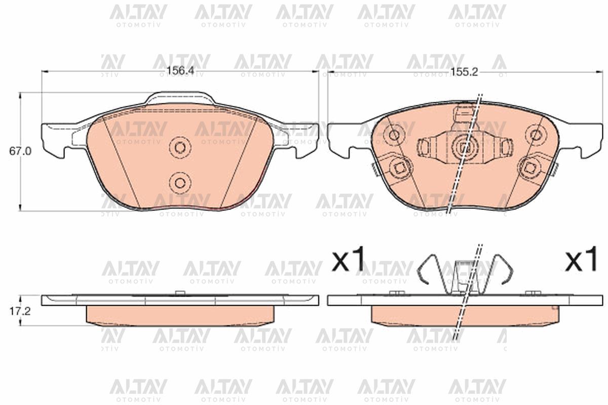 FREN BALATA MAZDA 3 03-08 / PRIMERA 03= / C5 / C-MAX / FOCUS / VECTRA C / S-40 / C-70 ÖN