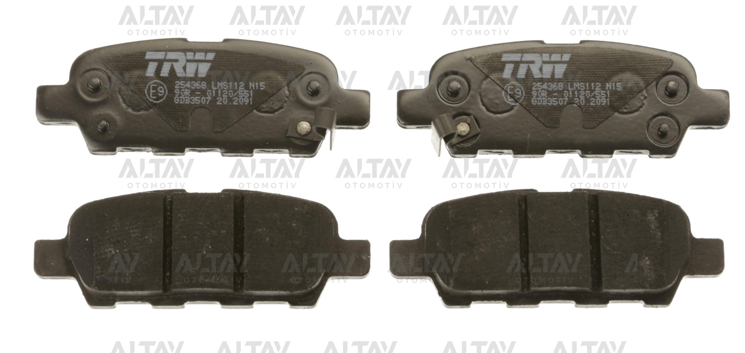 FREN BALATA X-TRAIL 01= / QASHQAI 07-13 / VITARA 06-13 / RENAULT KOLEOS / JUKE 08-17 DİSK ARKA