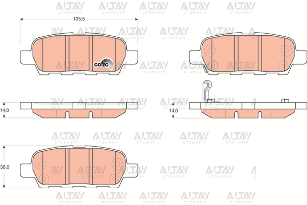 FREN BALATA X-TRAIL 01= / QASHQAI 07-13 / VITARA 06-13 / RENAULT KOLEOS / JUKE 08-17 DİSK ARKA