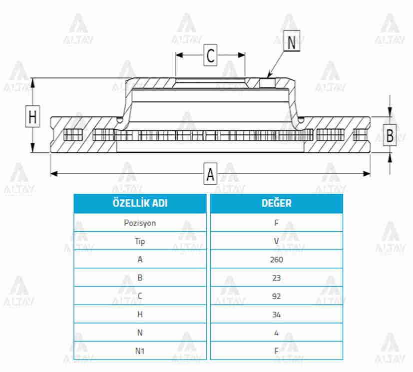 FREN DİSKİ ACCORD  90-02 / ROVER 618-620 / ÖN HAVALI 260-4