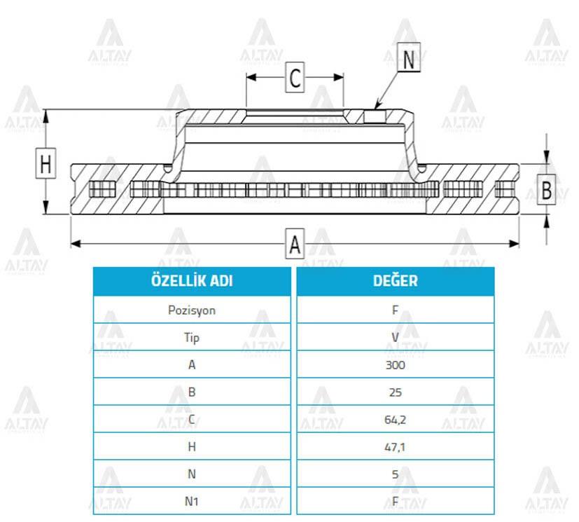 FREN DİSKİ ACCORD 03-08 / CIVIC 02-07 TYPE-R / ÖN HAVALI 300-5