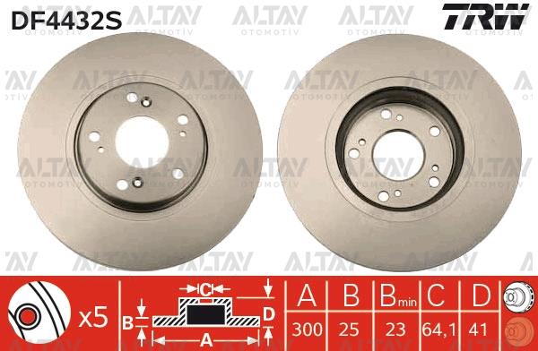 FREN DİSKİ ACCORD 03-08 / CIVIC 02-07 TYPE-R / ÖN HAVALI 300-5