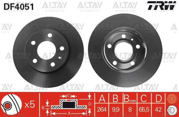 FREN DİSKİ ASTRA G  98-07 / ASTRA H 04-10 / MERIVA A 03-10 ARKA DÜZ 264-5 (SET)