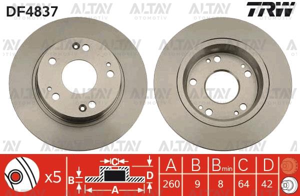 FREN DİSKİ CIVIC 07-15 FD6 / FB7 / ARKA DÜZ 260-5 (SET)