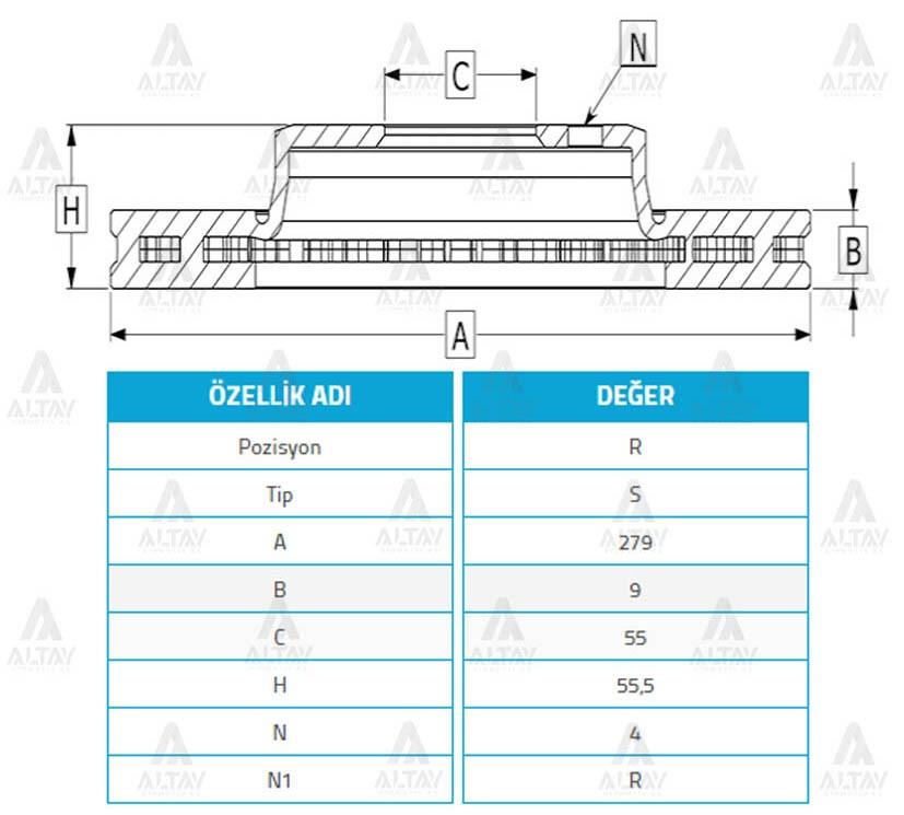 FREN DİSKİ COROLLA 07-18 / AURIS 07-18 / 1.4 D4D DİZEL ARKA DÜZ 270-5
