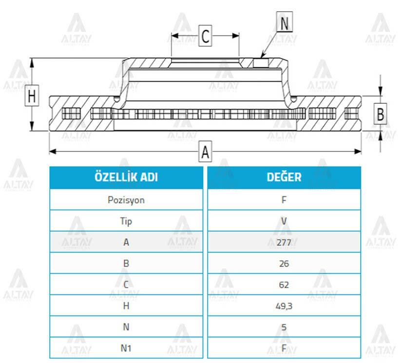 FREN DİSKİ COROLLA 13-18 / AURIS 13-18 / ÖN HAVALI 277-5