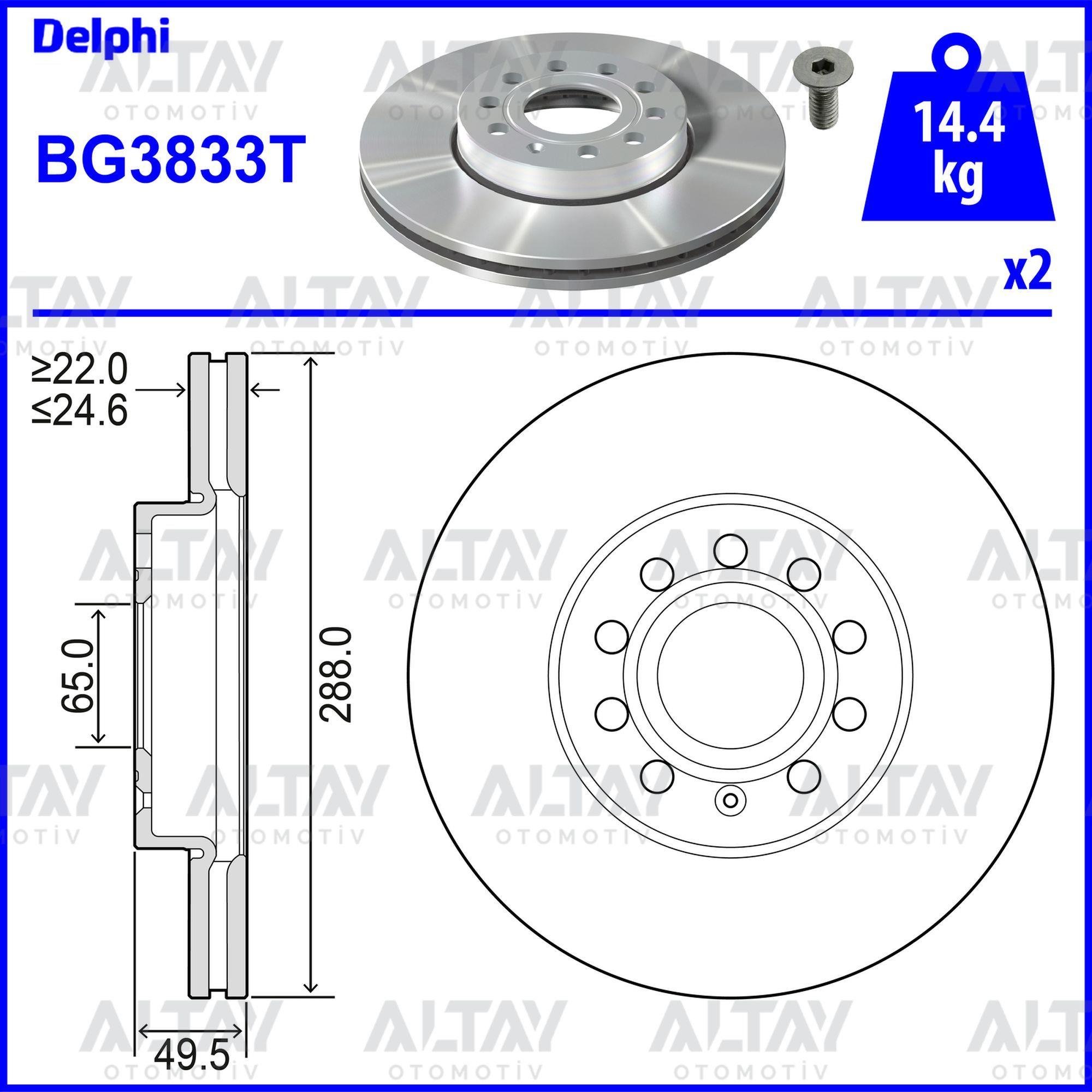 FREN DİSKİ GOLF5 04-08 / CADDY 04= / GOLF6 08-14 / GOLF6 14= ÖN 288MM (SET)