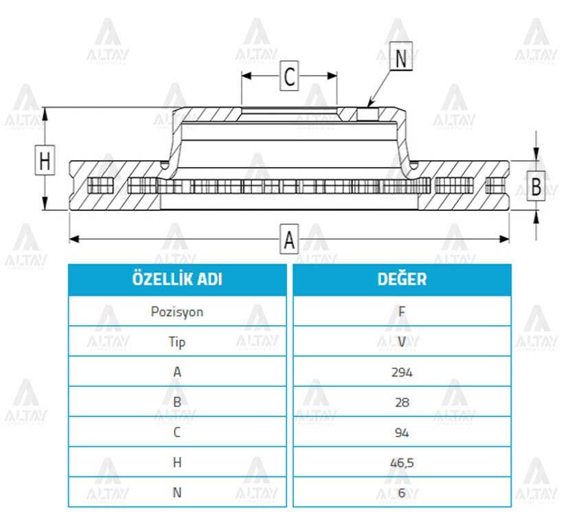 FREN DİSKİ L-200 06-15 CR / 15= SU / 22= / PAJERO 08-10 / FULLBACK 16= / ÖN HAVALI 294-6