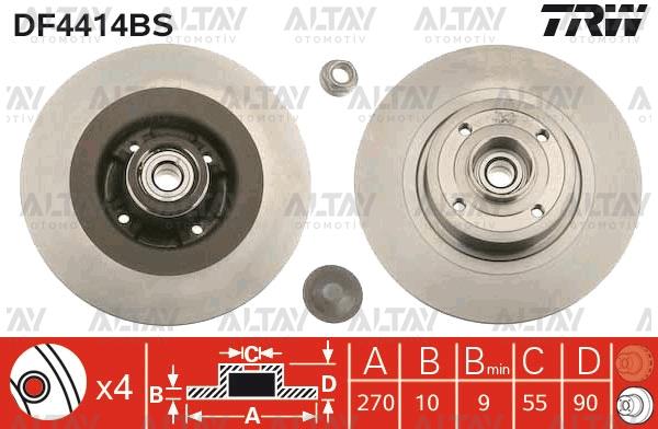 FREN DİSKİ MEGANE II 03-09 SW / SCENIC II 03-09 ARKA DÜZ RULMANLI 270-4 (ADET FİYAT)