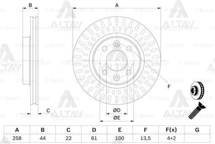 FREN DİSKİ SYMBOL III 12= / CLIO IV 12= / KANGOO II 08= / DOKKER 12= / ÖN HAVALI 258-4 (İÇTEN SOĞUTMALI)