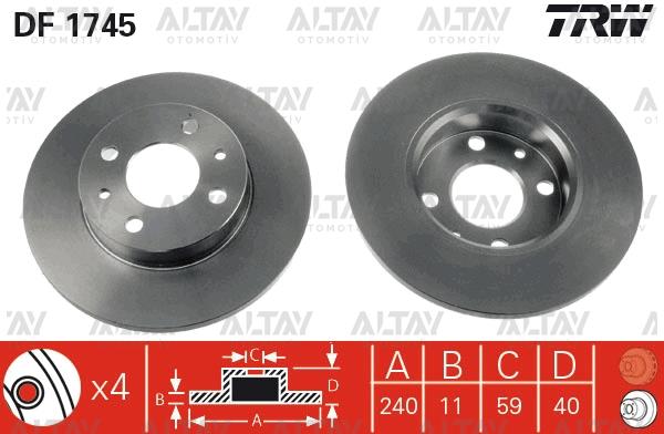 FREN DİSKİ TEMPRA-TIPO  90-96 / DOĞAN SLX 00= / ÖN DÜZ 240.5-4 (SET)