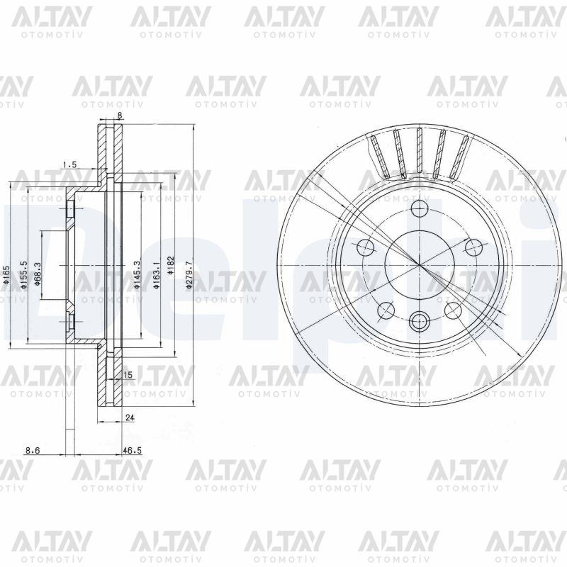FREN DISKI TRANSPORTER T4  96-03 2.5 TDI ON HAVALI 280-5 (SET)