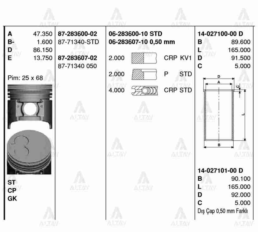 PİSTON SEGMANLI E-2200 86-92 / BESTA 92= 050