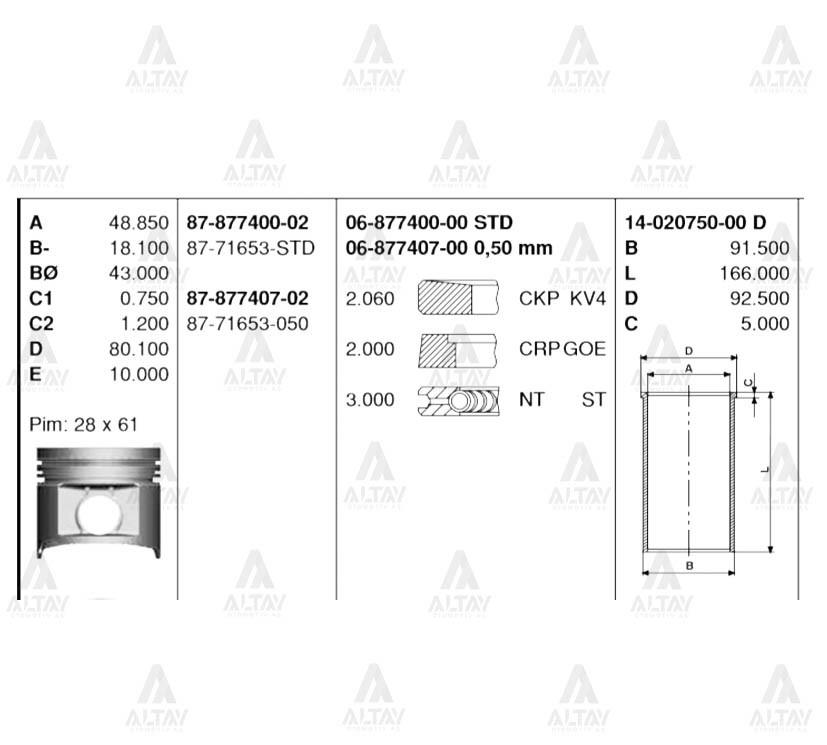 PİSTON SEGMANLI PICKUP 03= YD25 050