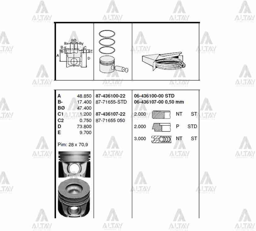 PİSTON SEGMANLI PICKUP NAVARA 08-15 / PATHFINDER 08-14 EURO5 YD25DDTI STD