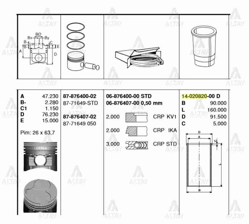 PİSTON SEGMANLI VANETTE LD-23 050