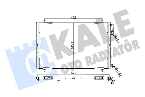 RADYATÖR KLIMA  206 GTI 1.6/2.016V (5016) 98= (MT) KURUTUCUSUZ [BRAZING AL/AL] [552X363X16]
