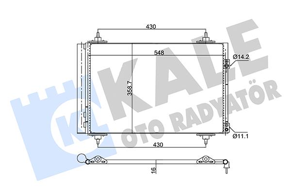 RADYATÖR KLİMA  307 / 308 / 3008 / 5008 / PARTNER TEPEE / RCZ / C4 / C4 PICASSO / BERLINGO 1.4-1.6 16V 1.6HDI 04=  DS 5 EP6CDT (AT/MT) KURUTUCU İLE  BRAZING (525X361X16)