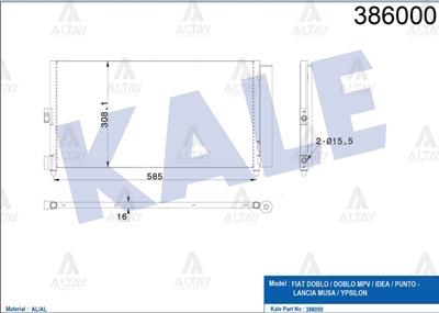 RADYATÖR KLİMA DOBLO 01-10 1.3JTD-1.9JTD / PUNTO 99-09 1.3JTD / IDEA 03= 1.2-1.3JTD