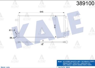 RADYATÖR KLİMA GRANDE PUNTO 05-12 1.3JTD 75HP / G.PUNTO 1.3JTD-1.4 / BRAVO II 06= / CORSA D 06-14 / GUILIETTA 10= 1.6JTDM-2.0JTDM / MITO 08= 1.3JTDM / M-T