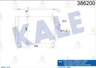 RADYATÖR KLİMA MONDEO IV 07-14 / S-MAX 06-14 1.6TDCI-2.0-2.0 TDCI M-T / DISCOVERY SPORT 17= 2.0 4X4 / FREELANDER II 06-14 2.2TDI / RANGE ROVER EVOQUE 11= 2.0 / S60 II 10-15 1.6D-2.0D