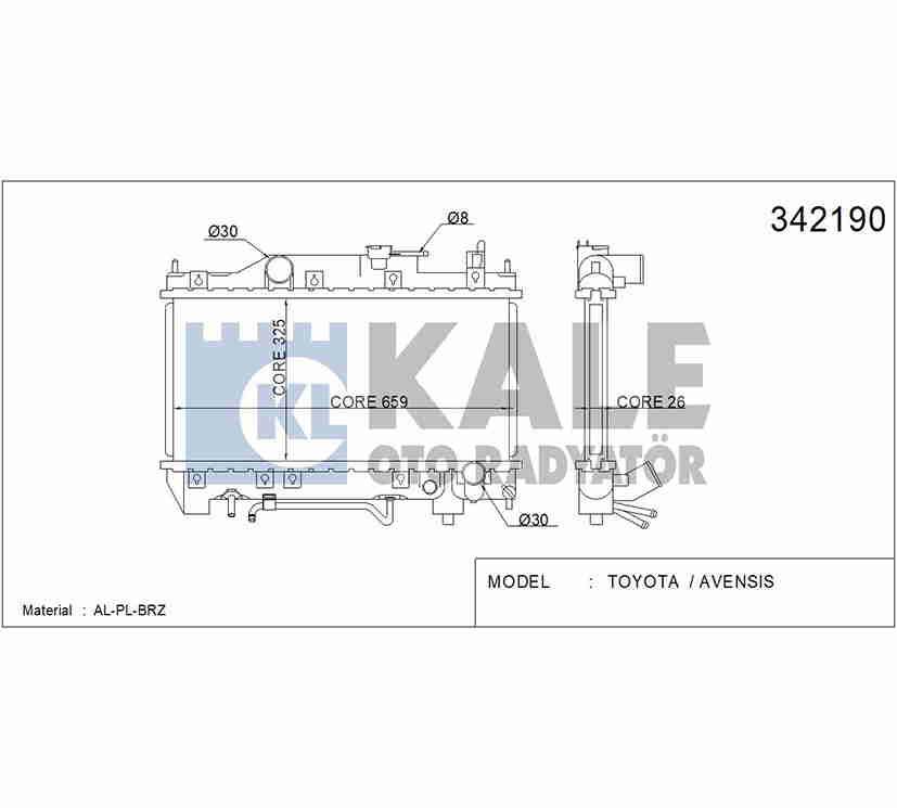 RADYATÖR SU AVENSIS 98-00 A-T BRAZING