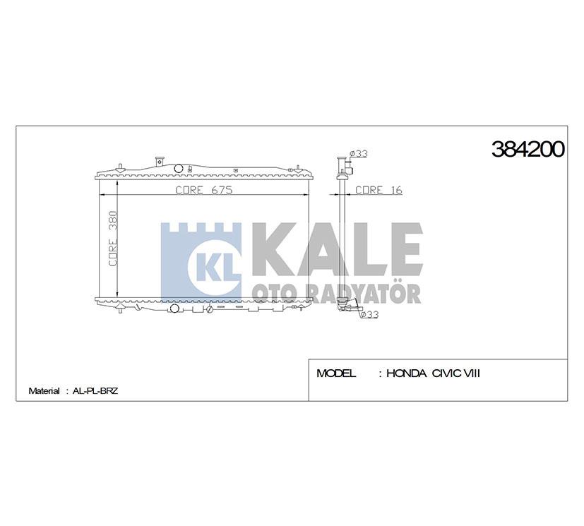 RADYATÖR SU CIVIC 06-12 FD6 1.8 VTEC 375x677x16 M-T BRAZING