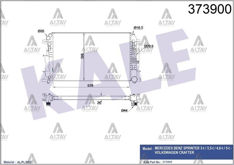 RADYATÖR SU CRAFTER 06= BJK-BJM-CKTB-CKUB 2.0 TDI 26mm BRAZING