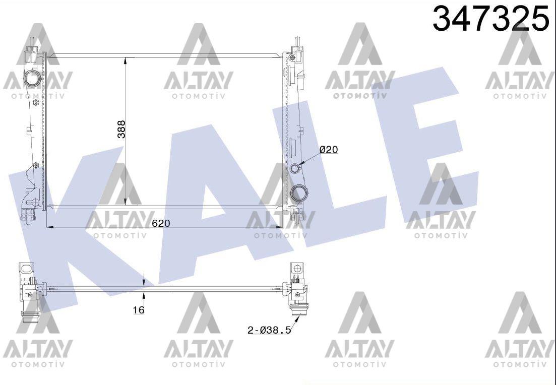 RADYATÖR SU DOBLO / PUNTO / CORSA D Z13DTH-A13DTE-Z13DTE-A16LER-B16LER M-T BRAZING 16mm