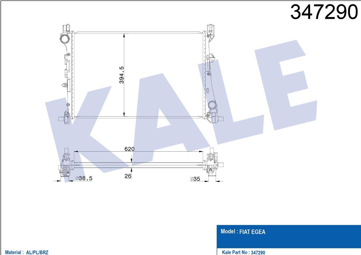 RADYATÖR SU EGEA 15= / 1.3 JTD 16V-1.6 JTD M-T 620X388X26 BRAZING