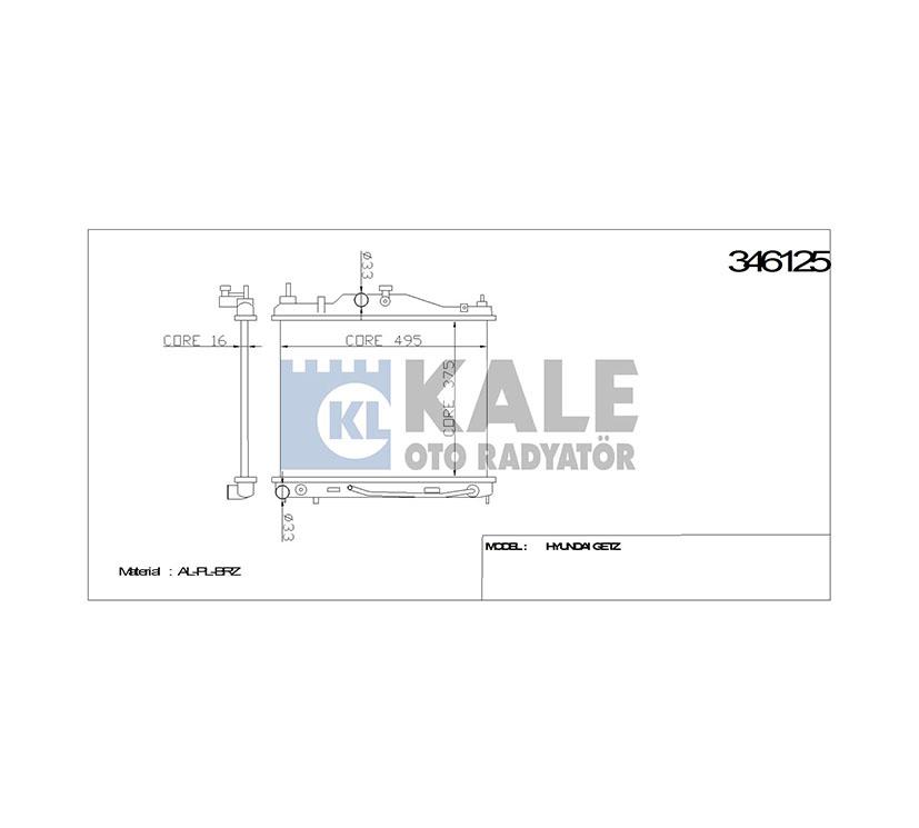 RADYATÖR SU GETZ 06-11 1.4 BENZİNLİ 16mm A-T BRAZING