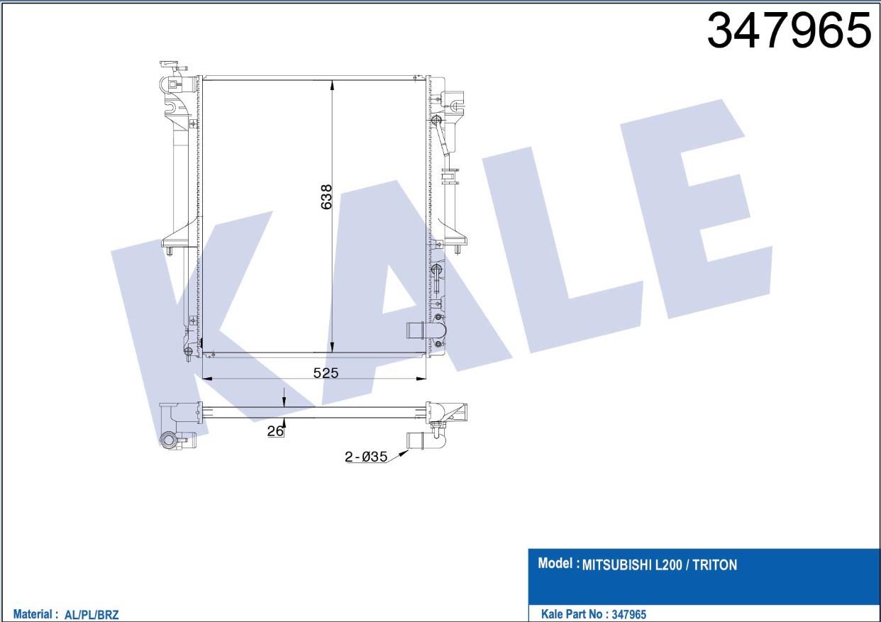 RADYATÖR SU L-200 06-15 26mm A-T BRAZING