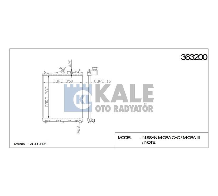 RADYATÖR SU MICRA 03-10 K12 NOTE 06= 500x381x16 A-T BRAZING