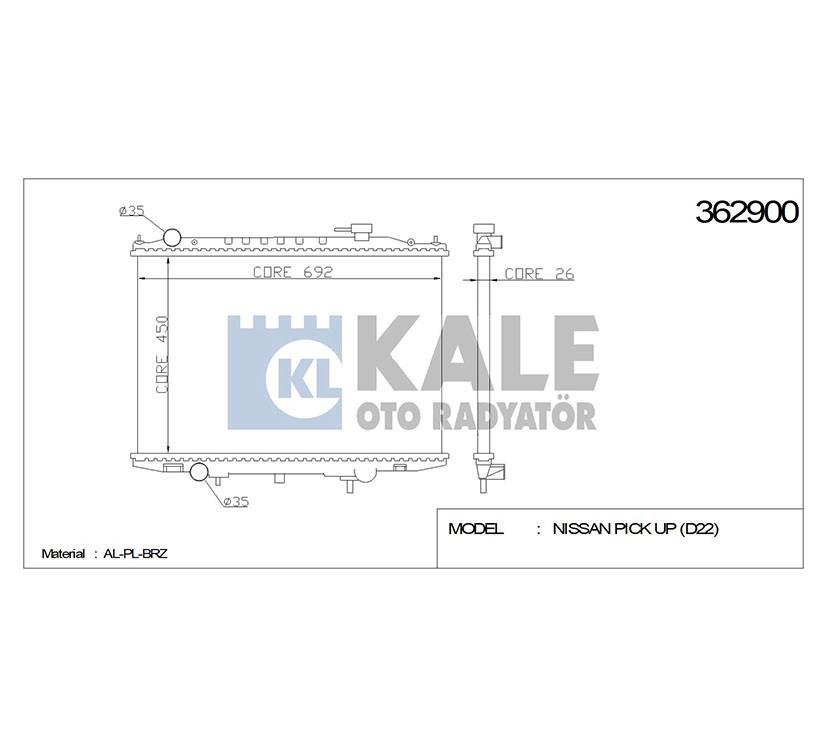 RADYATÖR SU PICKUP 02= YD25 / D-22 4x4 26mm M-T BRAZING