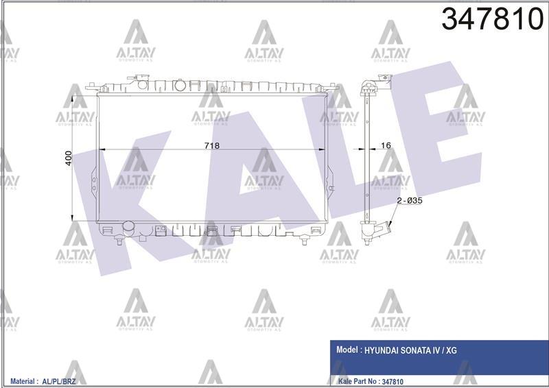 RADYATÖR SU SONATA 98-05 16mm M-T BRAZING