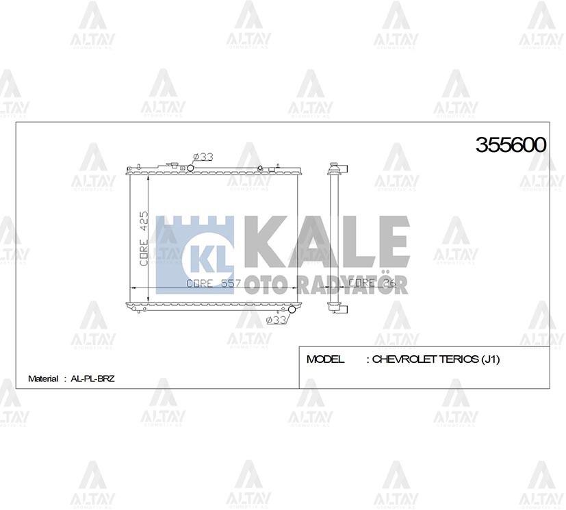 RADYATÖR SU TERIOS 97-00 1.3 4WD (J100) 425x558x26 A-T BRAZING