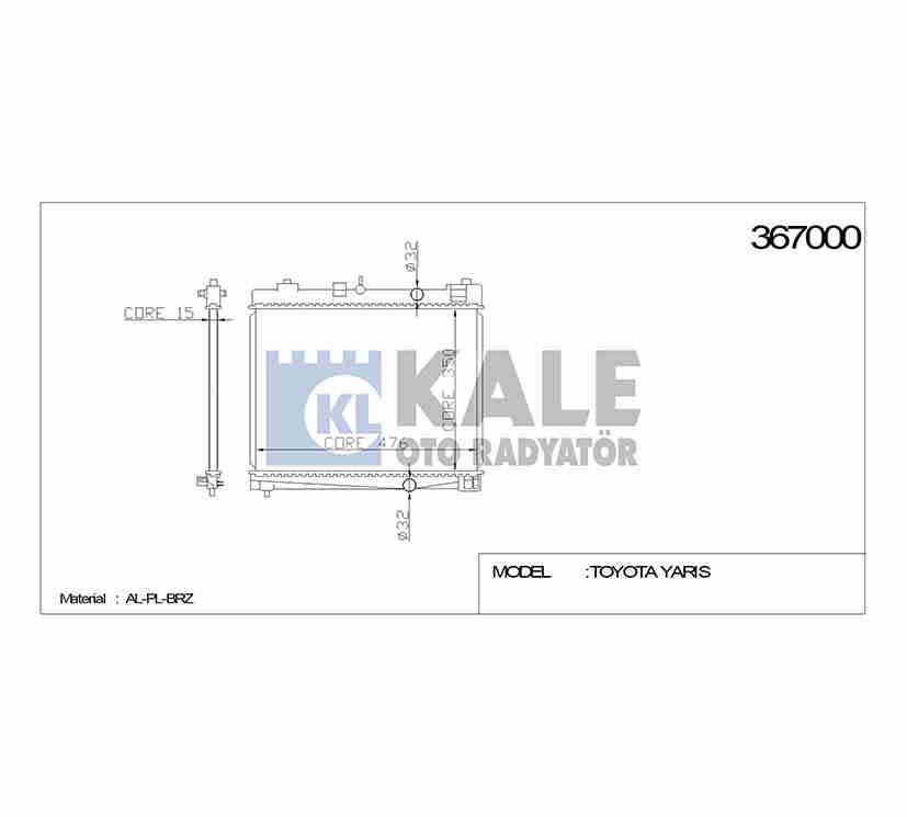 RADYATÖR SU YARIS 06-14 BENZİNLİ 1.0 - 1.3 M-T BRAZING