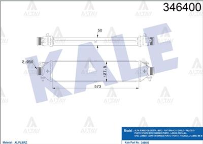 TURBO RADYATÖRÜ (INTERCOOLER) DOBLO 10= / LINEA 10= / PUNTO 12= / COMBO D 12= / BRAVO II 06= 1.3 JTD-1.6 JTD