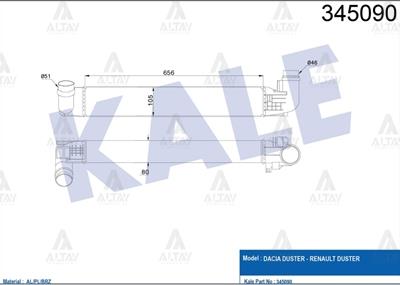 TURBO RADYATÖRÜ (INTERCOOLER) DUSTER 12= / 1.5 DCI
