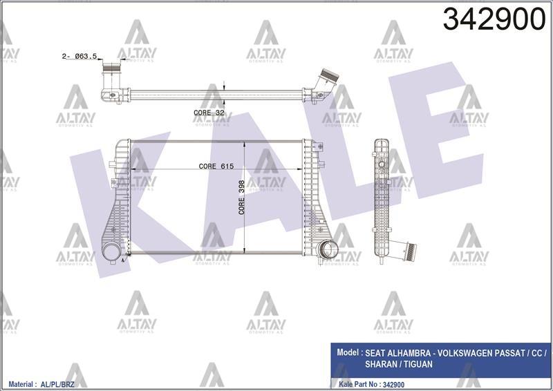TURBO RADYATÖRÜ (INTERCOOLER) PASSAT / TİGUAN BKP-CBAB-CFFB 2.0 TDI BRAZING