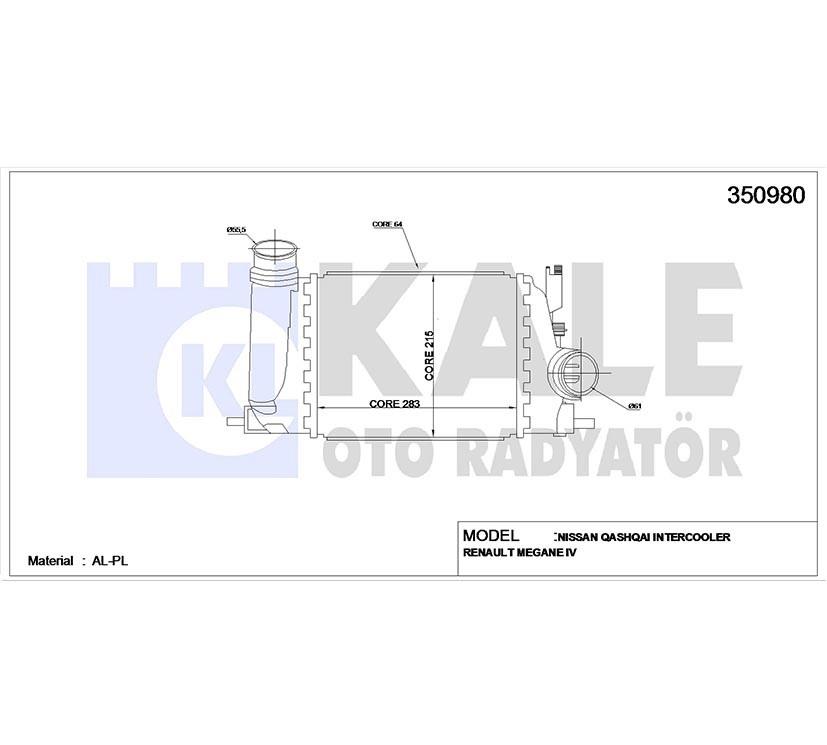TURBO RADYATÖRÜ (INTERCOOLER) QASHQAI 14= 1.5 DCI / X-TRAIL 15= / KADJAR / SCENIC / MEGANE / TALISMAN