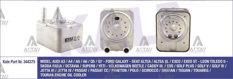 YAĞ SOĞUTUCUSU PASSAT / GOLF5 / JETTA / A3 01-06 AVF-BKP-BKD 1.9 TDİ-2.0 TDİ CONTALI