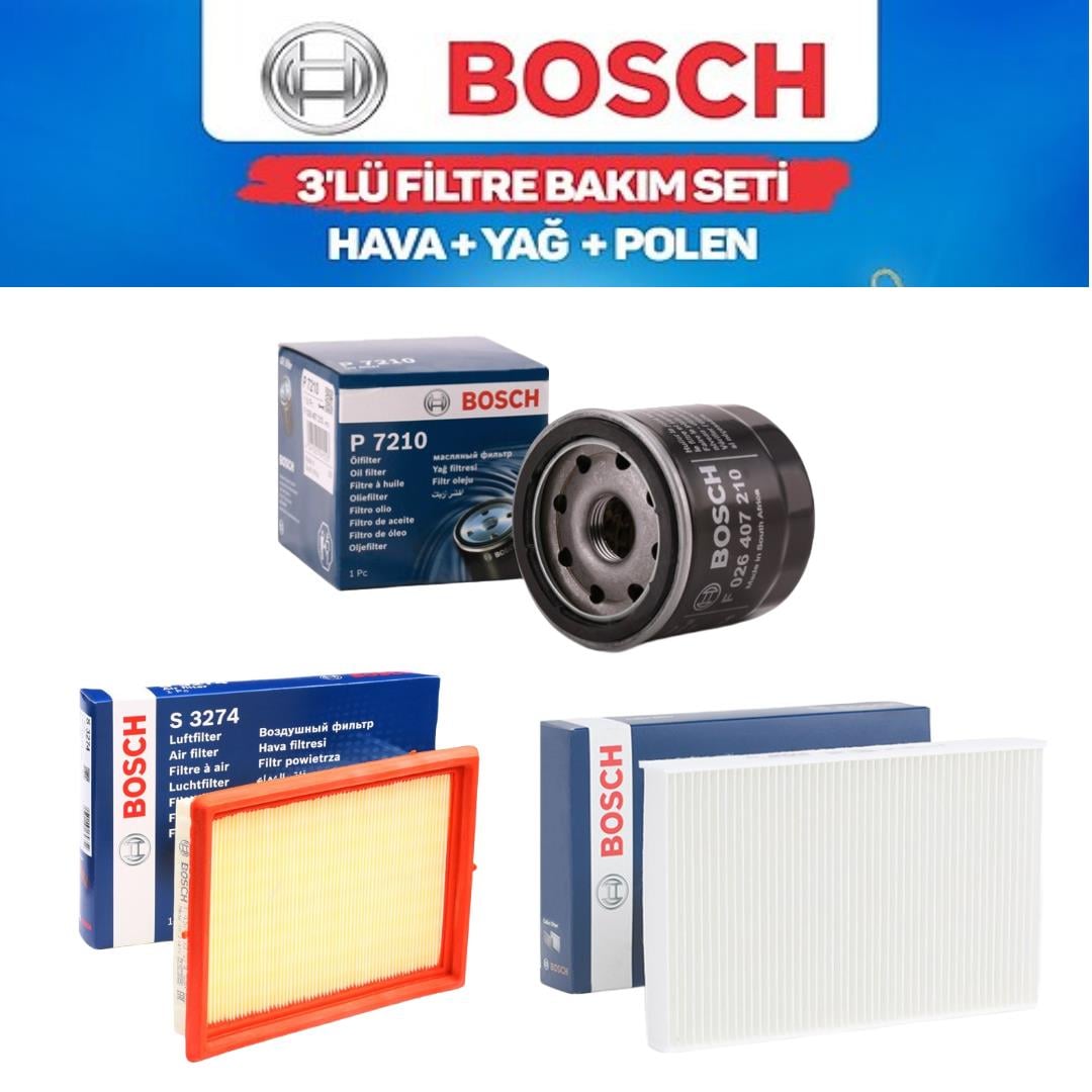 Juke F15 2010-2018 1.6 Benzinli HR16/MR16 - Bosch 3'lü Bakım Seti Yağ-Hava-Polen Filtresi