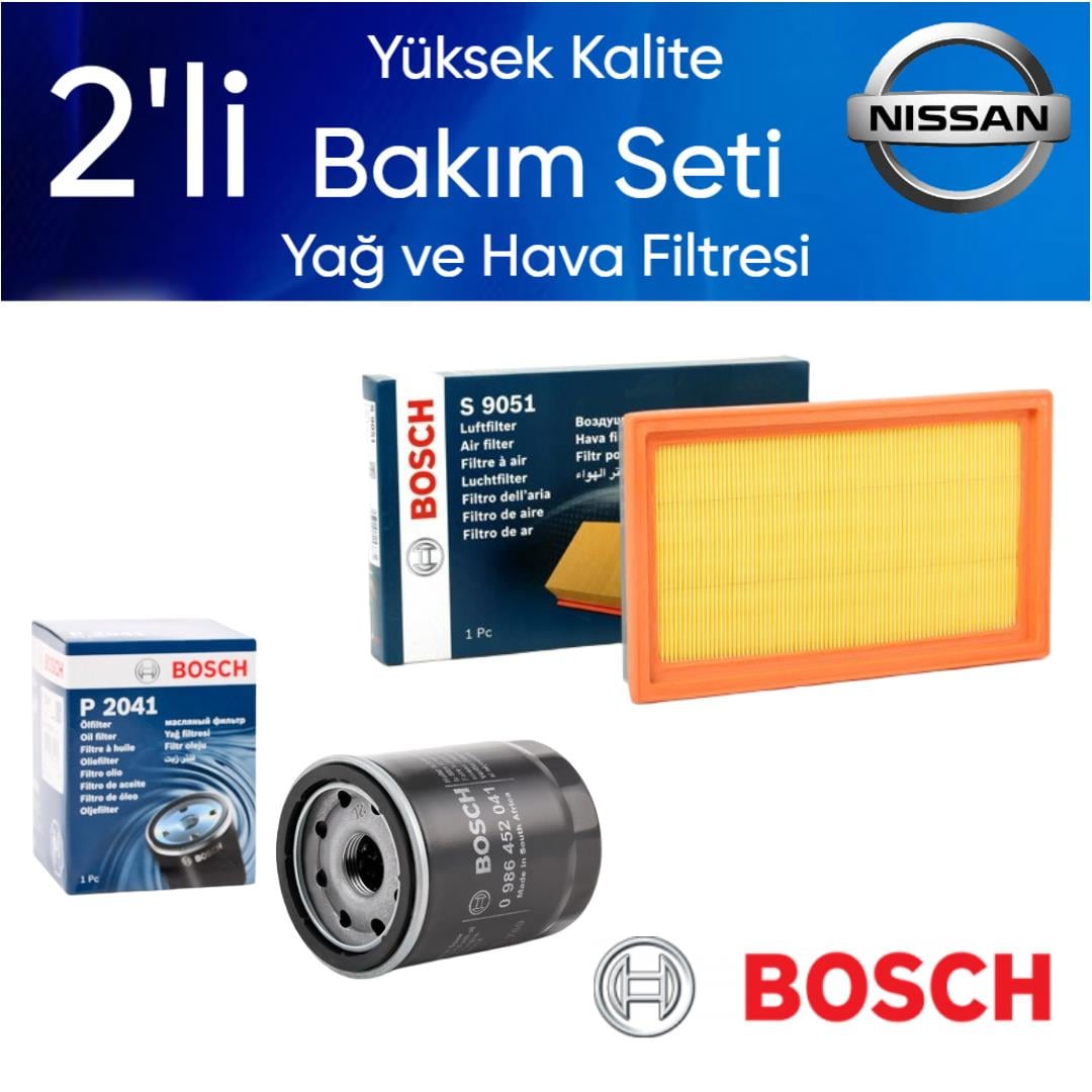 Maxima A32 1997-1999 2.0 VQ20 / İnfiniti I30 VQ30 Benzinli- Bosch 2'lİ Bakım Seti Yağ-Hava Filtresi