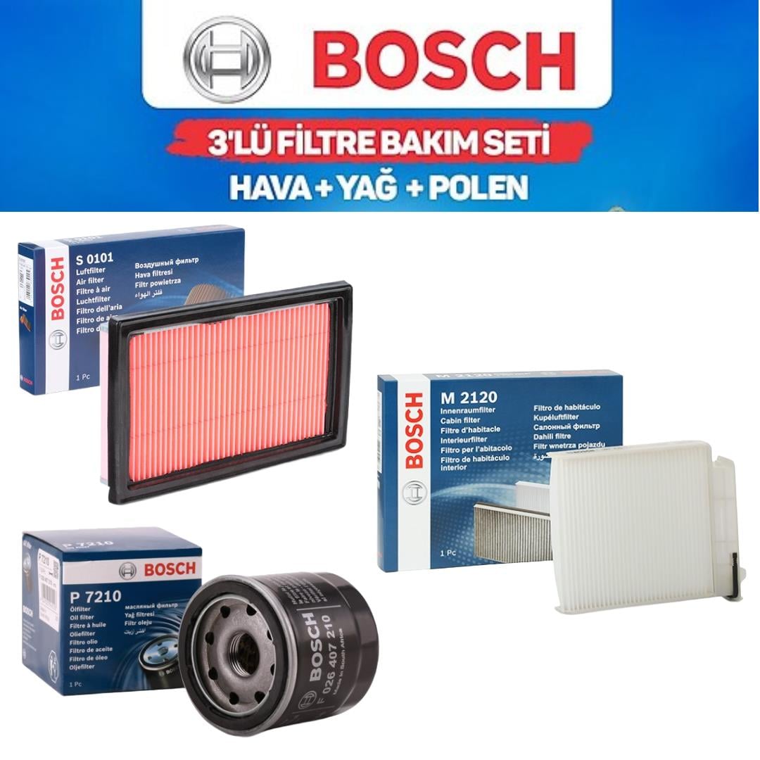 Note E11 2005-2011 HR16 Benzinli - Bosch 3'lü Bakım Seti Yağ-Hava-Polen Filtresi