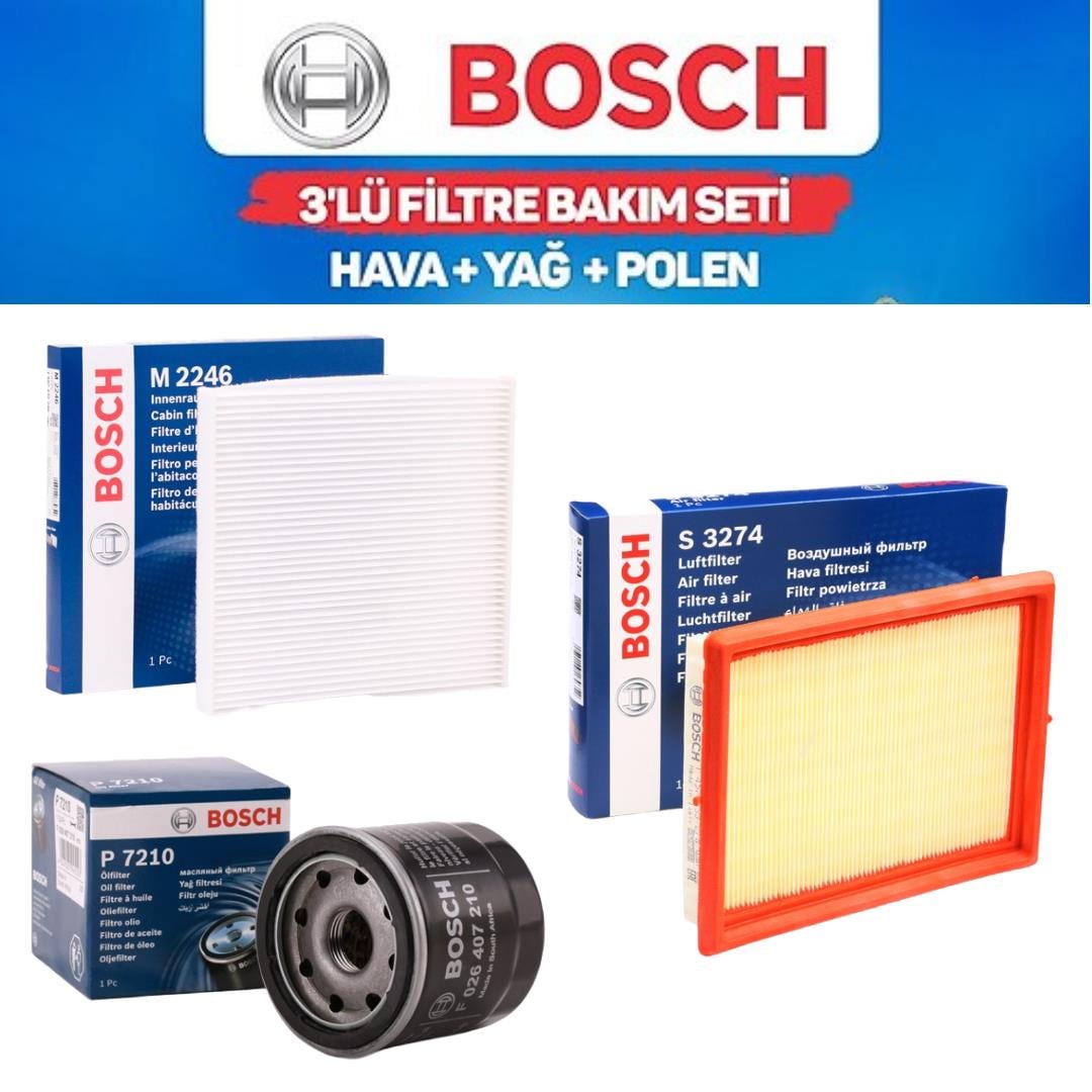 Note E12 2012-2014 HR12 Benzinli - Bosch 3'lü Bakım Seti Yağ-Hava-Polen Filtresi