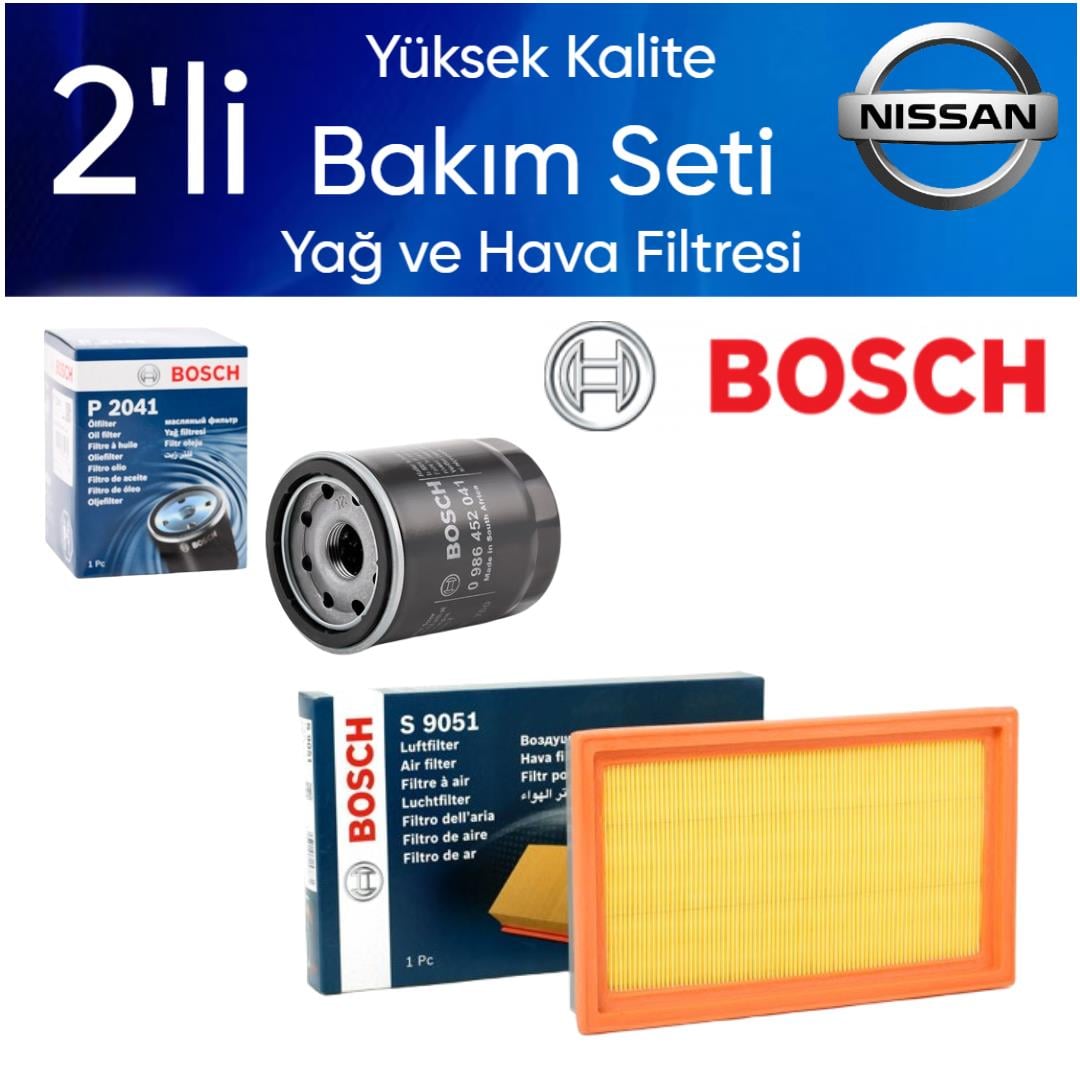 Pathfinder R50 1996-2001 VG33 Dizel- Bosch 2'li Bakım Seti Yağ-Hava Filtresi