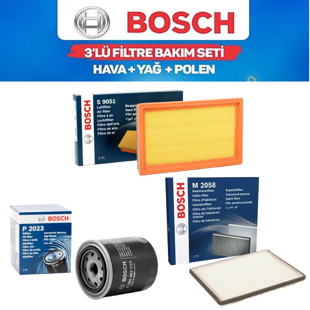 Primera P11 1997-1999 1.6 Benzinli GA16 - Bosch 3'lü Bakım Seti Yağ-Hava-Polen Filtresi