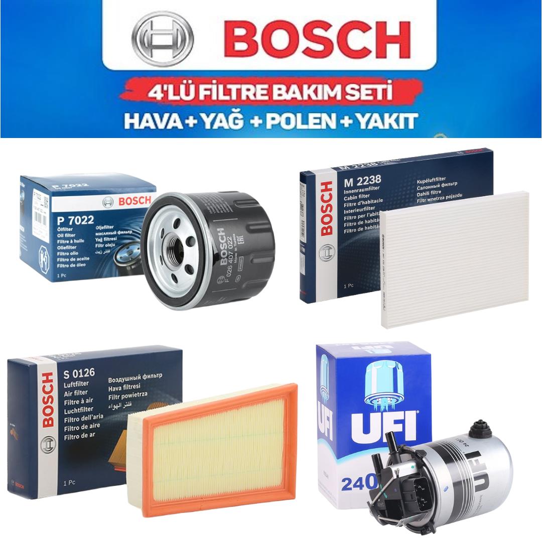 Qashqai J10 2006-2014 1.6 Dizel R9M - Bosch / Ufi 4'lü Bakım Seti Yağ-Hava-Polen-Yakıt Filtresi