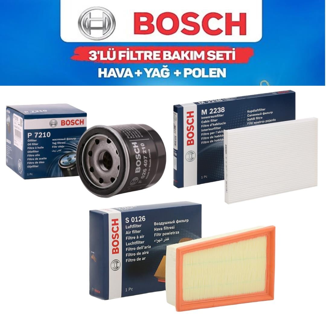 Qashqai J10 2006-2014 1,6 HR16 - Bosch 3'lü Bakım Seti Yağ-Hava-Polen Filtresi